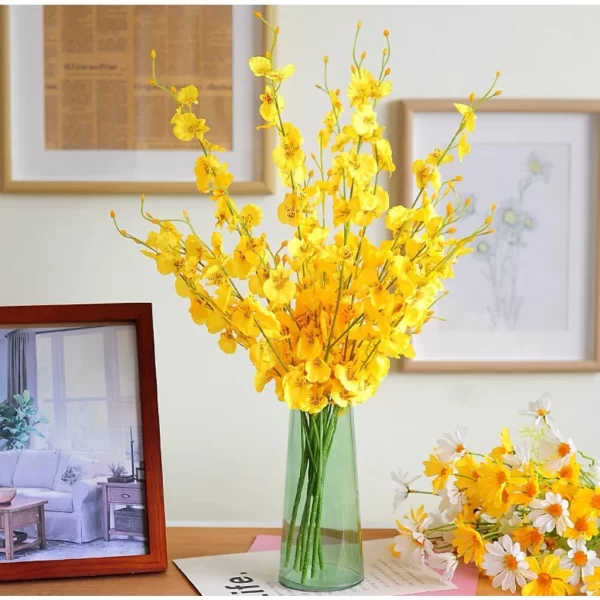 Flores Artificiais Orquídea Chuva de Ouro c/1 Ramo de 5 Galhos 95 cm - Imagem 2