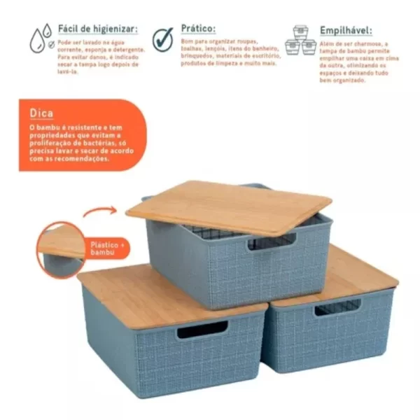 Organizador com Tampa de Bambu 12L - Imagem 3