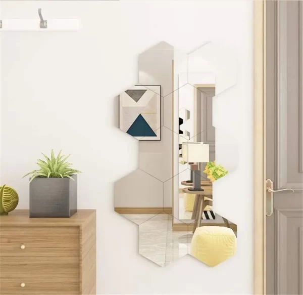 Hexagonal Espelho Adesivos De Parede 12 Pcs - Imagem 4
