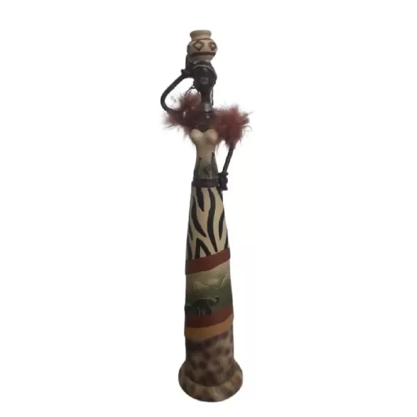 Estátua Mulher Negra Africana Escultura Decorativa 30cm