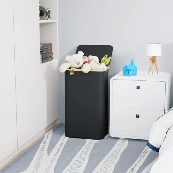 Cesta de Lavanderia Dobrável com Tampa - 100L - Imagem 4
