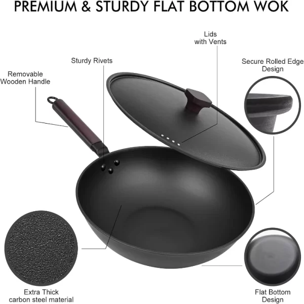 Frigideira de Carbono Wok com Tampa - Imagem 5