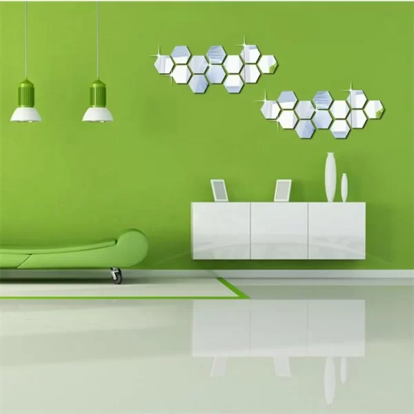Hexagonal Espelho Adesivos De Parede 12 Pcs - Imagem 2