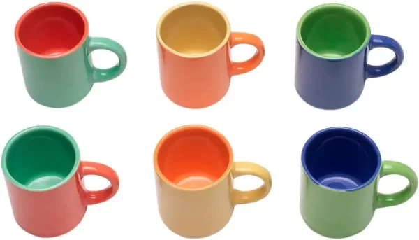 Mini Canecas De Café Bicolor com 6 Peças Multicolor - Imagem 3