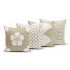 Kit 4 Capas de Almofadas 45x45cm Floral Bege - Yuzo