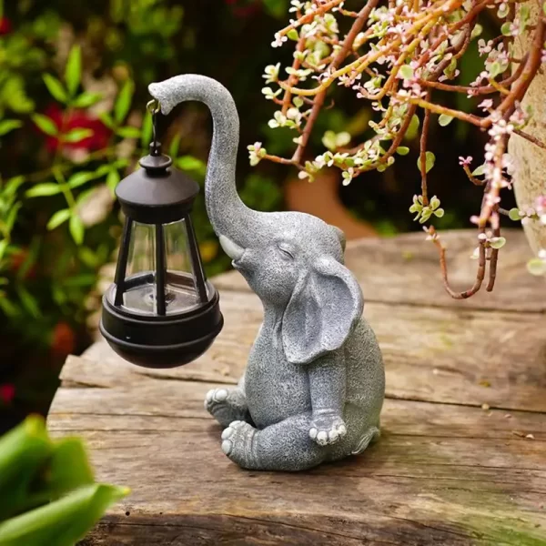 Elefante de Jardim com luzes LED - Solar - Imagem 3