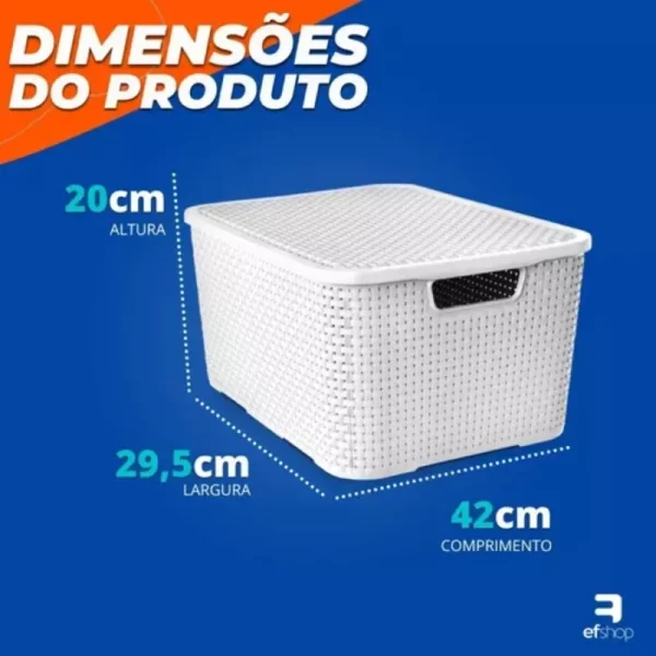 Multiuso Rattan Organizador Cestas com Tampa - Imagem 5