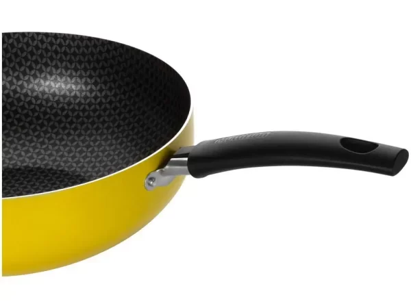 Frigideira Wok Antiaderente Multiflon de Alumínio Amarelo 24cm - Imagem 3