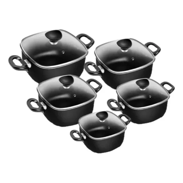 Panelas de Cozimento Preto e Fritadeiras 5 pcs - Imagem 5