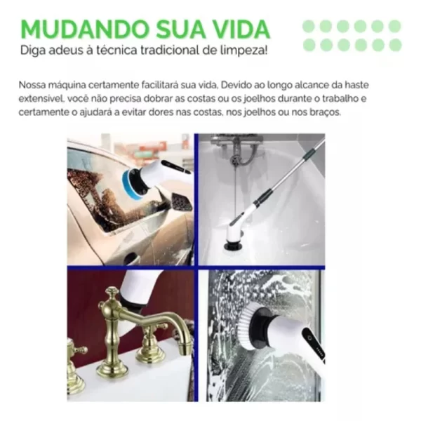 Escova Elétrica Do Esfregão Da Limpeza Do Assoalho, 3 em 1 - Imagem 6