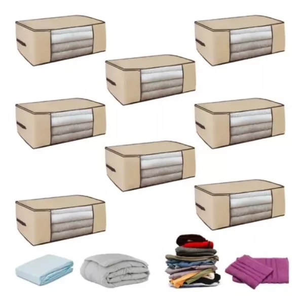 Organizadores Roupas Cor Bege, 4 Caixas - Imagem 2