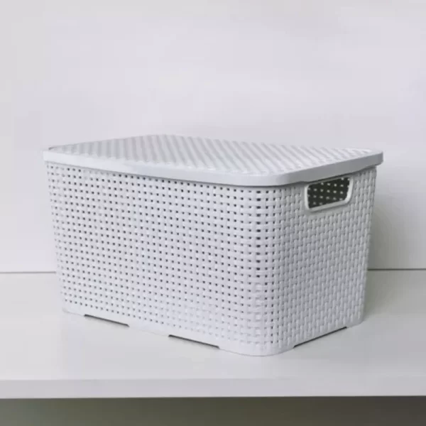 Multiuso Rattan Organizador Cestas com Tampa - Imagem 6