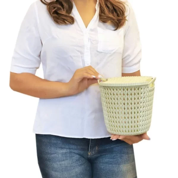 Cesto Organizador com Tampa Tamanho Pequeno Rattan Jacki Design - Imagem 3
