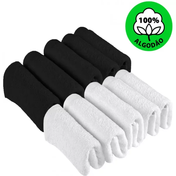 Kit 10 Toalhas de Rosto Para Salão Beleza 100% Algodão - Imagem 2