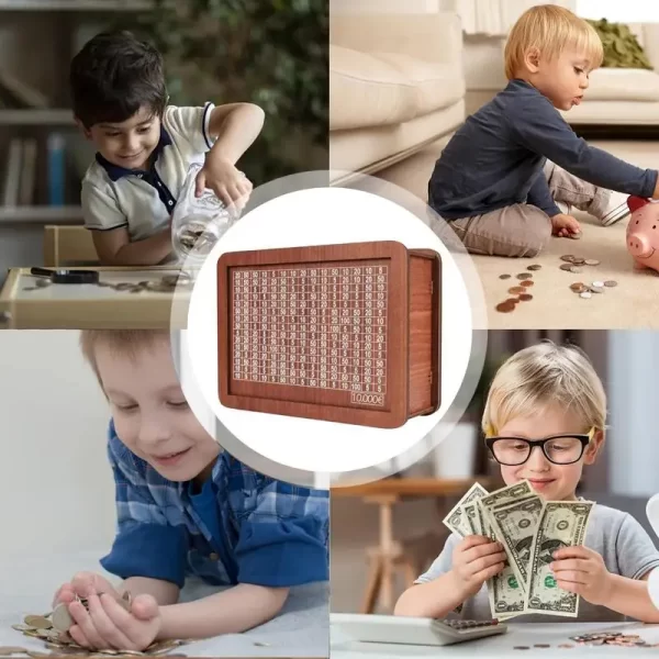 Banco de Dinheiro de Madeira Decorativo com Números - Imagem 5