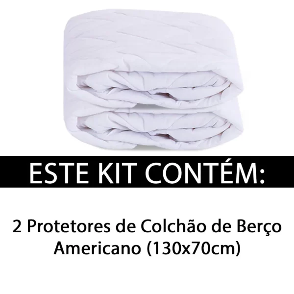 Kit 2 Protetores Colchão Berço Americano 130x70 - Imagem 2