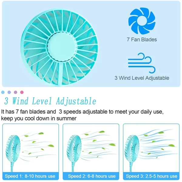 Ventilador Portátil Do Pescoço Com Aromaterapia, LED-Bateria De Lítio Recarregável, Rotação 360 ° - Imagem 4