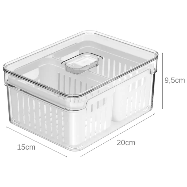Organizador De Geladeira C/ Cesto Duplo 2,2 Litros Clear Fresh Branco Ou - Imagem 6