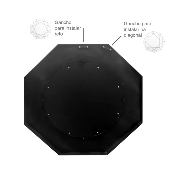 Espelho Decorativo Urban Octogonal 55x55x2,5 cm Prata - Imagem 5