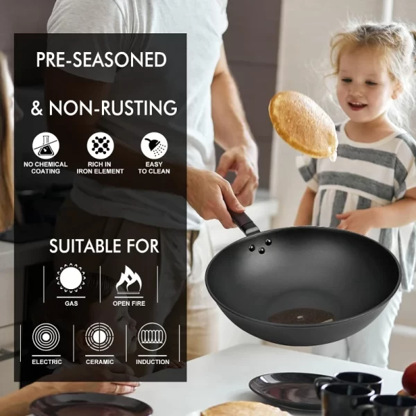 Frigideira de Carbono Wok com Tampa - Imagem 4