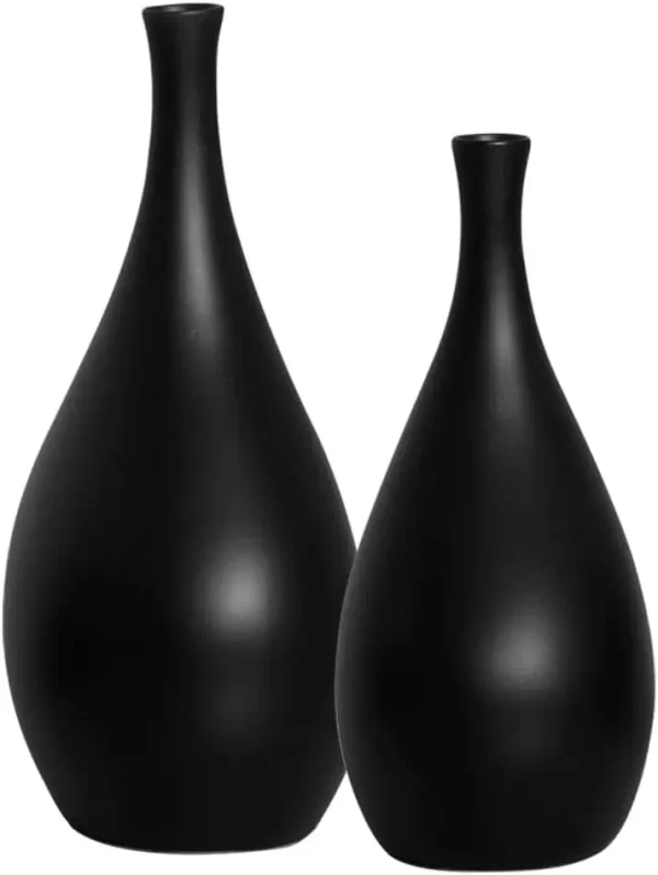 Dupla de Vasos de Cerâmica Preto Fosco Cristal Decoração de Sala - Imagem 5