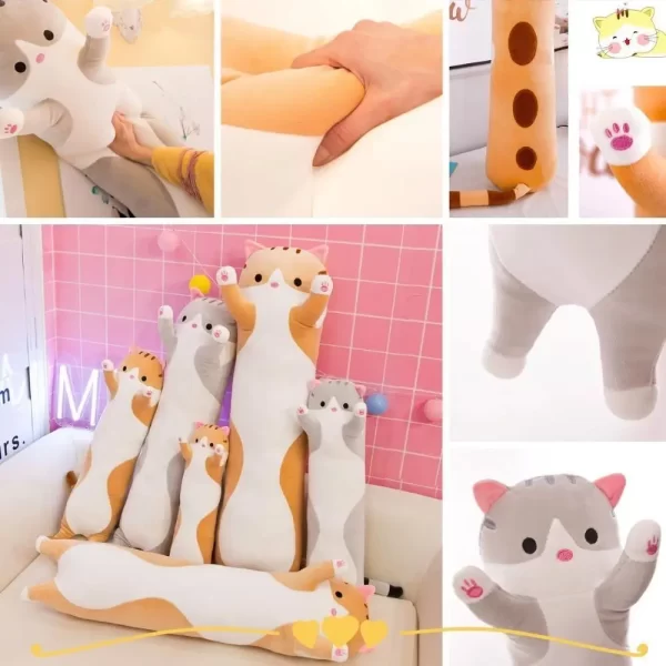 Almofada Travesseiro Xuxão Pelucia Gato Gatinho 130cm Cinza - Imagem 2