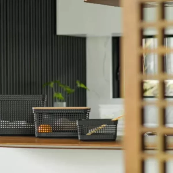 Cesta Organizadora de Grade com Tampa De Bambu - 20l - Imagem 5