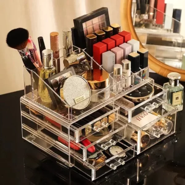 Organizador De Maquiagem Acrílico Transparente, 5 Gavetas - Imagem 3