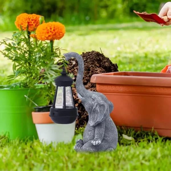 Elefante de Jardim com luzes LED - Solar - Imagem 2