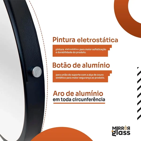 Espelhos Redondos com Punho Decorativo 40cm - Imagem 6