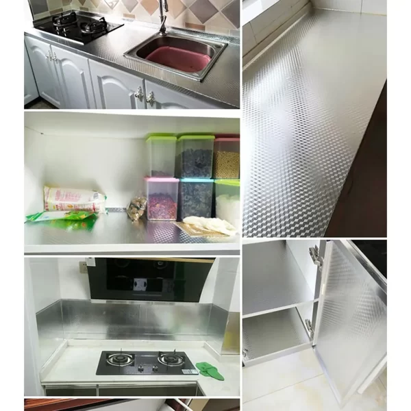 Adesivo Papel De Parede 3D Para Cozinha - Pia Azulejo Alumínio Lavável - Imagem 2