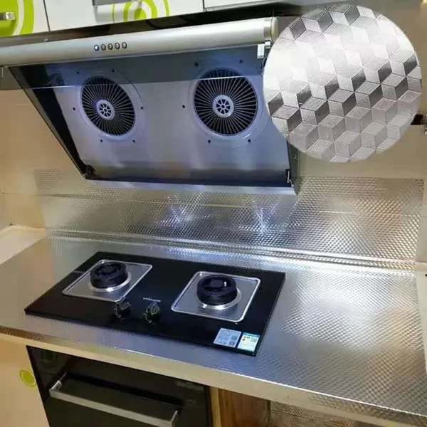 Adesivo Papel De Parede 3D Para Cozinha - Pia Azulejo Alumínio Lavável - Imagem 3