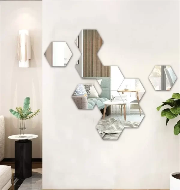 Hexagonal Espelho Adesivos De Parede 12 Pcs - Imagem 6