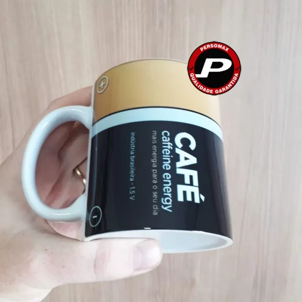 Caneca Café Pilha Caffeine Energy Geek - Imagem 3