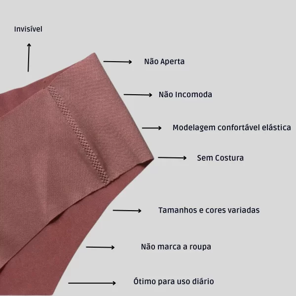 Kit Calcinhas Tanga Poliamida Sem Costura - Imagem 2