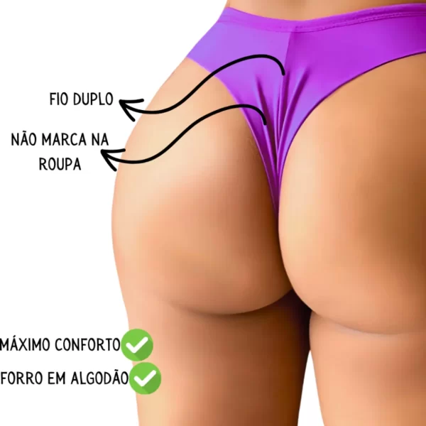 Kit 3 Calcinhas Fio Duplo Lisa: Conforto e Elegância para o Dia a Dia - Imagem 3