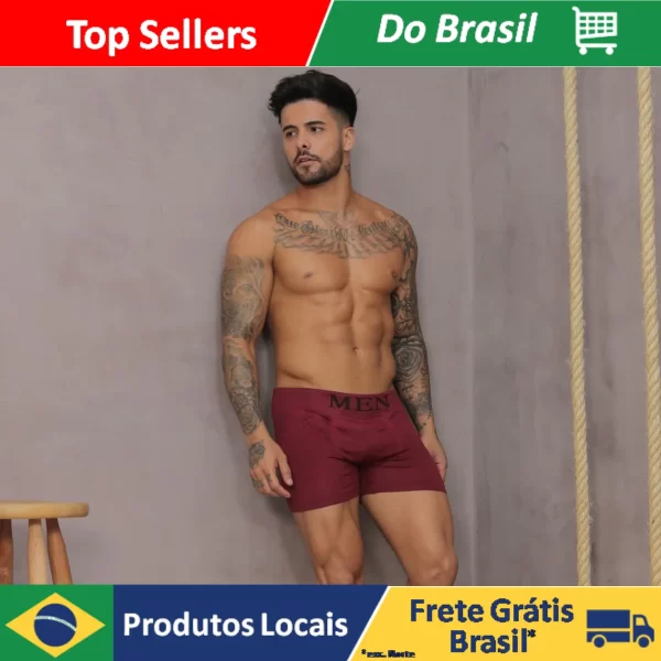 Kit Com 3 Cuecas Boxer Masculinas De Microfibra Lisas