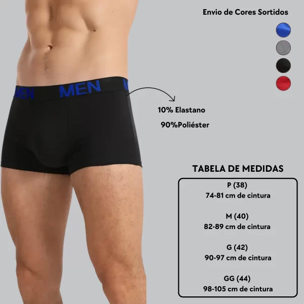 Kit Cueca Boxer Masculina Sem Costura em Microfibra Confortável e Respirável - Imagem 3