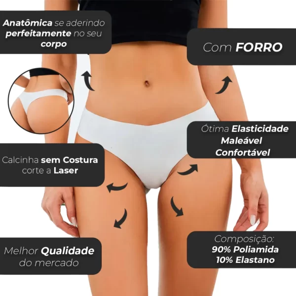 Kit 5 Calcinha Fio Dental, Lingerie sem Costura, Calcinha Fio Dental Confortável, Calcinha Invisível - Imagem 4