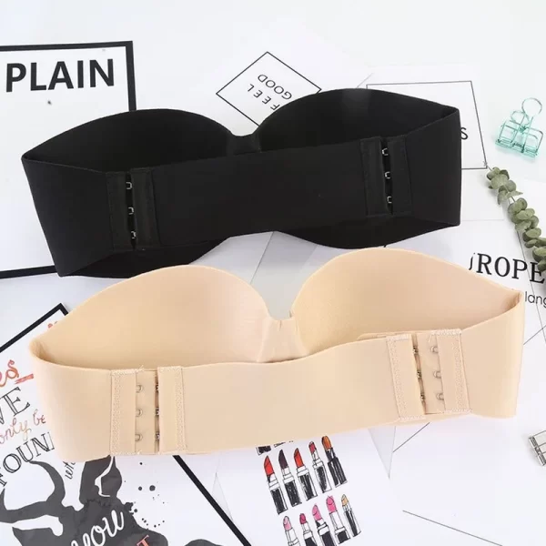 Mulheres tubo topos invisível sutiã sem alças roupa interior sexy sólido sem costura push up sutiã sem fio molde copo bralette lingerie - Imagem 4