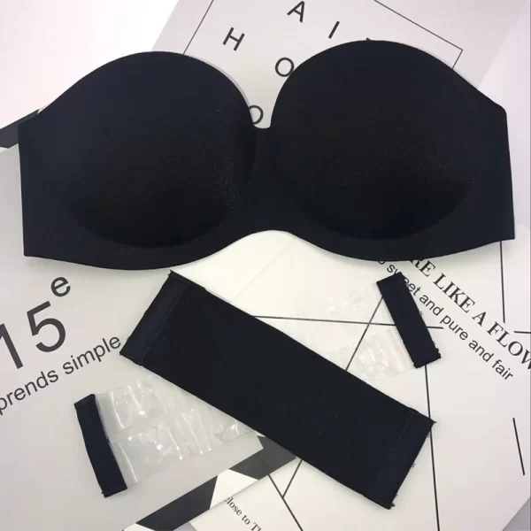 Mulheres tubo topos invisível sutiã sem alças roupa interior sexy sólido sem costura push up sutiã sem fio molde copo bralette lingerie - Imagem 3