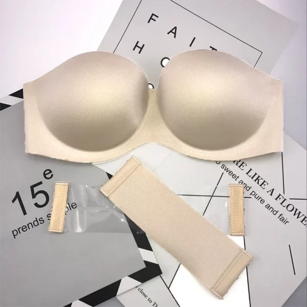 Mulheres tubo topos invisível sutiã sem alças roupa interior sexy sólido sem costura push up sutiã sem fio molde copo bralette lingerie - Imagem 2
