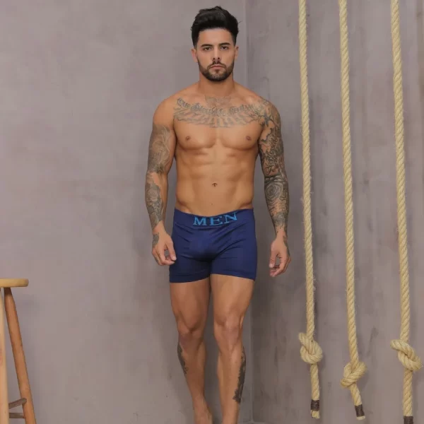 Kit Com 3 Cuecas Boxer Masculinas De Microfibra Lisas - Imagem 5