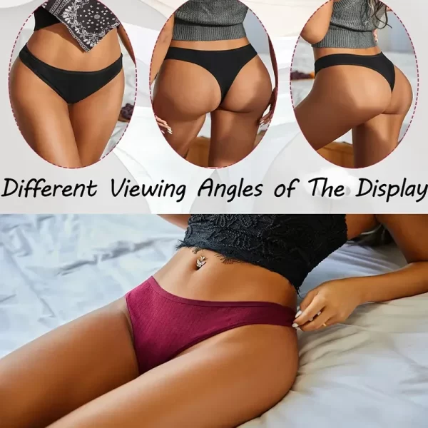 6 pçs/set mulheres tangas de algodão calcinha feminina com nervuras baixo aumento g-string senhoras sexy biquíni 7 cor sólida menina macio S-XL íntimos - Imagem 3