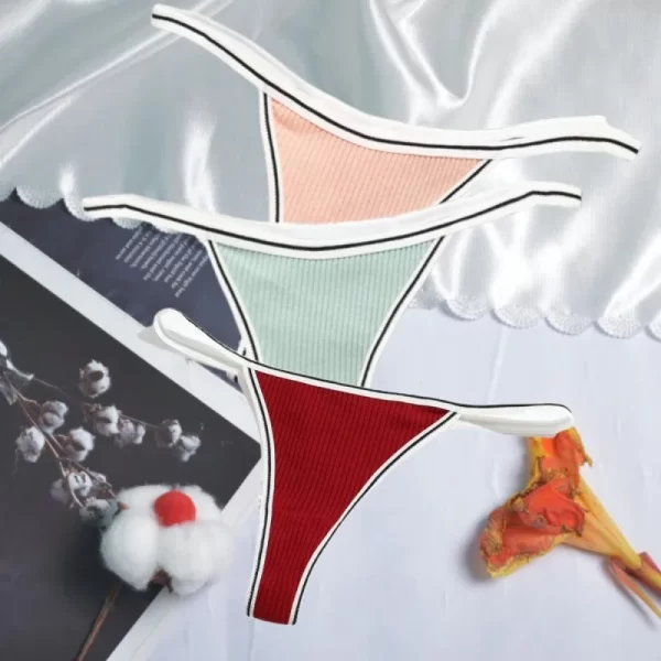 Calcinha de algodão feminina sexy corda sem costura invisível tangas cintura baixa confortável cor sólida g-string roupa interior - Imagem 2