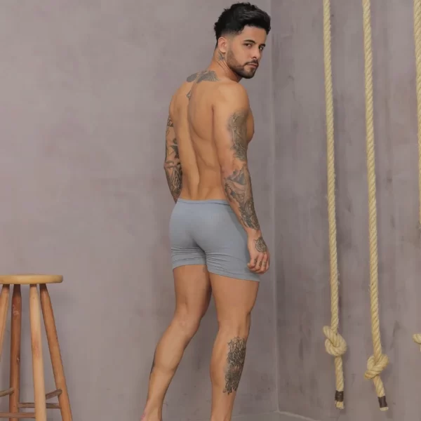 Kit Com 3 Cuecas Boxer Masculinas De Microfibra Lisas - Imagem 3