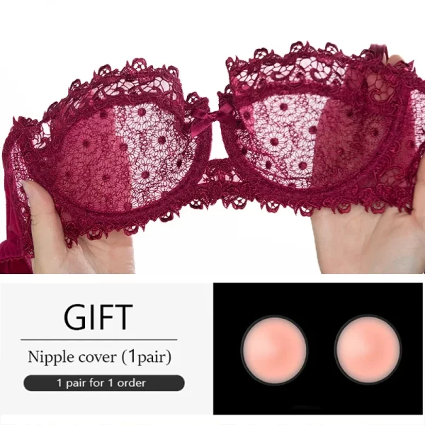 Meia xícara sutiã de renda superior lingerie feminina sem forro sutiãs transparentes para mulheres sexy push up plus size roupa interior malha sutiã a b c d - Imagem 2