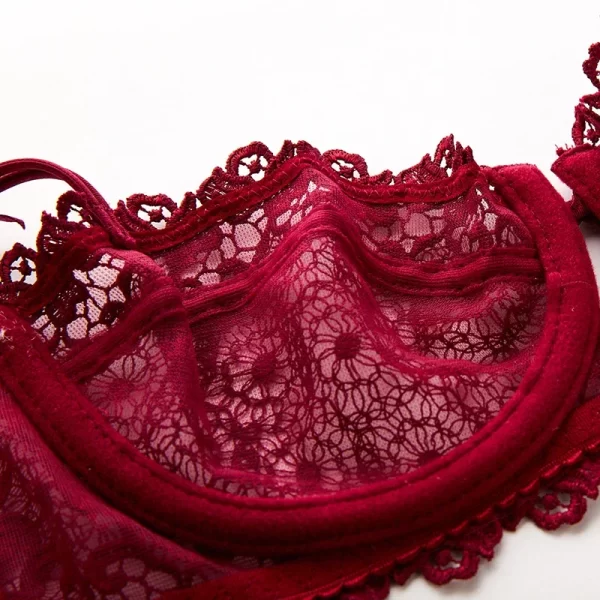 Meia xícara sutiã de renda superior lingerie feminina sem forro sutiãs transparentes para mulheres sexy push up plus size roupa interior malha sutiã a b c d - Imagem 6