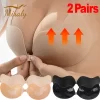 Sutiã push up invisível para mulheres, sutiã sem alças sem costas, fechamento frontal sem costura, roupa íntima de silicone, almofada de sutiã autoadesiva