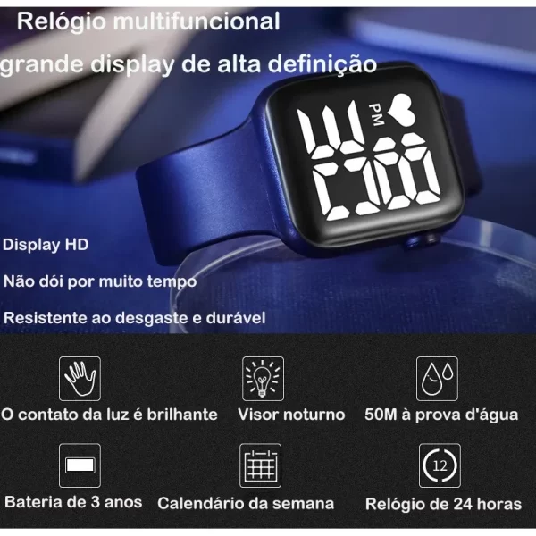 Led À Prova D 'Água Relógio Digital Relógio Eletrônico Lazer Estudantes Esporte Relógio Masculino Simples Pr es - Imagem 2